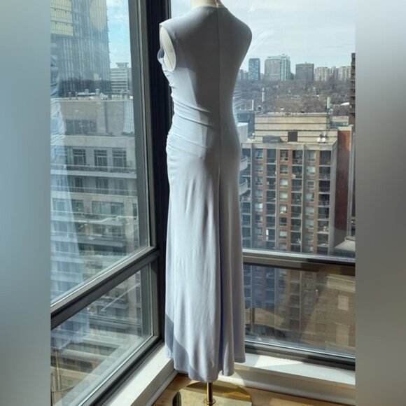 🆕 SIMKHAI 🧿 NWOT Acacia Draped Ruched Jersey Midi Dress, Blue Haze - Sz XS - Picture 11 of 15